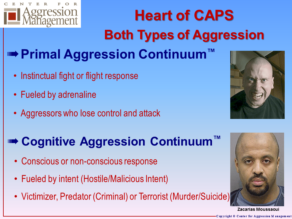 To prevent violence, both Cognitive Aggressors and Primal Aggressors must be recognized and managed.